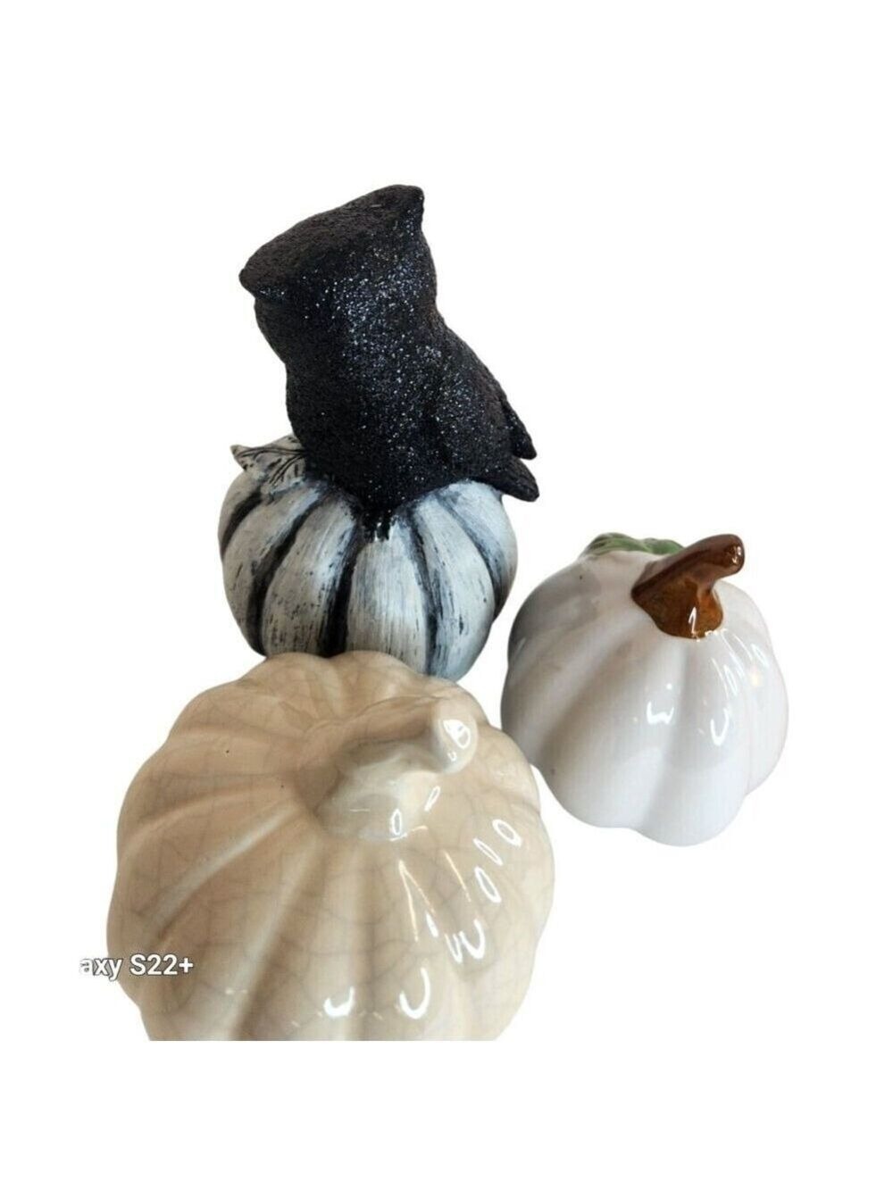 Pumpkins Glittered Owl Set 3 6.5" H Fall Halloween Decor - Picture 4 of 9